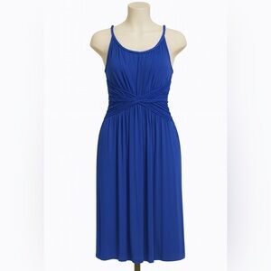 Max Studio Royal Blue Twist Front Midi Dress M Vacation Cruise Event